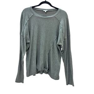 BKE Olive Green Waffle Knit Long Sleeve Twist Front Top Women’s Large‎